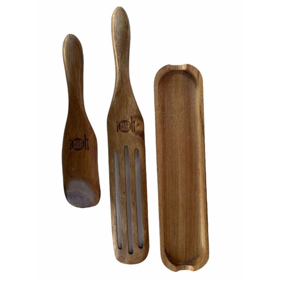 Mad Hungry 3-Piece Acacia Wood Spurtle Set Cooking Tools Kitchen Gadgets Spoons - Picture 1 of 5